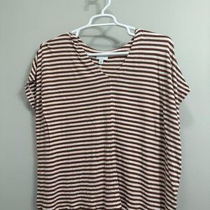 EUC JJill Pink & Brown V-neck Top